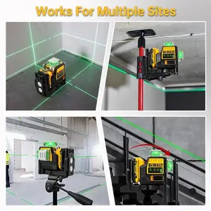 Dewalt NEW DW089LG 12 Lines 3 Sides*360 Degree Vertical 12VCordless Rechargeable with 1 Battery & 1 Charger, for Construction, Framing, Tile Installation