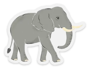 Elephant Waterproof Vinyl Sticker, 3x2.5"