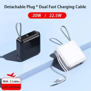 4 in 1 Multi-functional detachable mobile power: mobile power + charger,22.5W Super Fast Charge Self-Connecting Cable Charging Power Bank 15000 mAh, Charge Four Cell  at a Time,Large Capacity Portable AC Plug Mobile Power Supply   magnetic power bank new