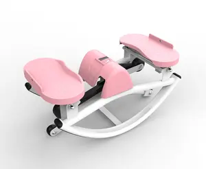 Pink Lateral Step Machine with LCD Display, Compact Rocking Pedal Platform with Resistance Bands for Home Space