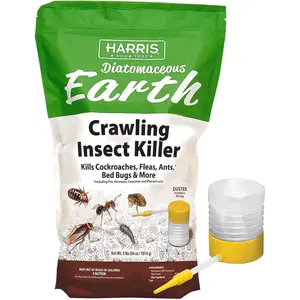 Diatomaceous Earth Crawling Insect Killer, 4lb with Powder Duster Included Inside The Bag