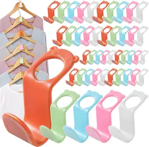 SLMT Clothes Hanger Connector Hooks 50PCS Space Saving Extender for Plastic, Velvet, Wooden, Wire Hangers - Closet Organizer Heavy Duty