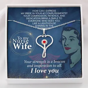 Proud Husband Gift for Nurse Wife - Stethoscope Necklace with Heartfelt Message