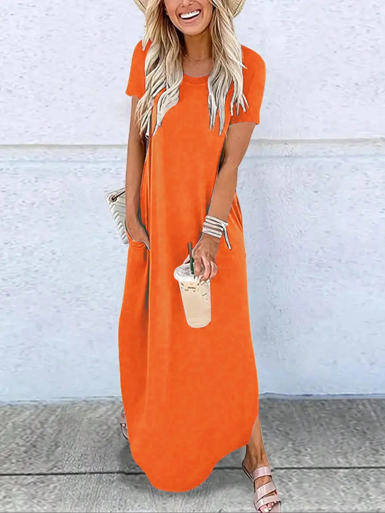 Women's Plain Pocket Round Neck Curved Hem Jersey Tee Dress Style, Casual Soft Breathable Short Sleeve Fit Long Dress for Summer, Ladies Clothes Womenswear for Daily Wear - TikTok Shop Women's Plain Pocket Round Neck Curved Hem Jersey Tee Dress Style, Casual Soft Breathable Short Sleeve Fit Long Dress for Summer, Ladies Clothes Womenswear for Daily Wear - TikTok Shop