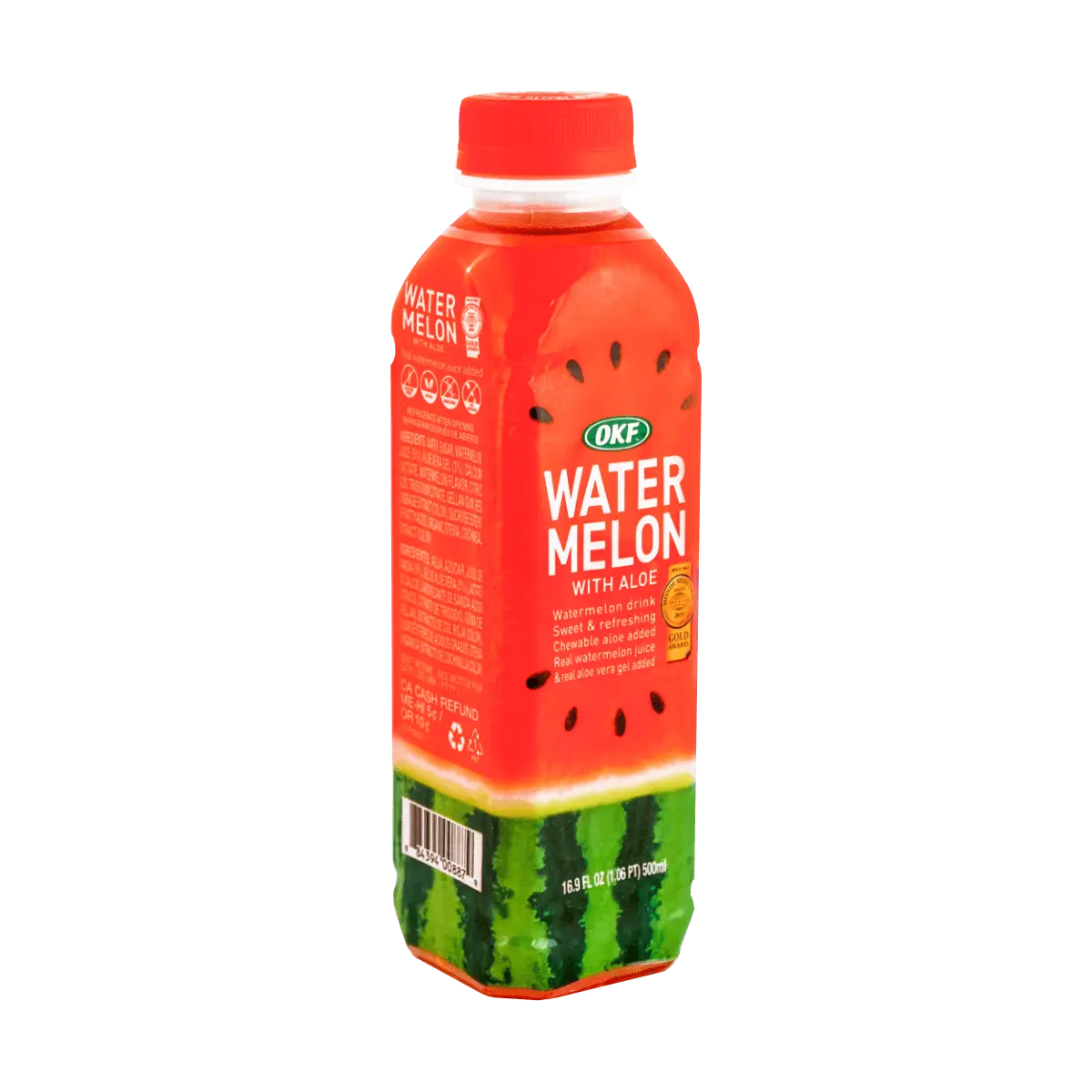 OKF Watermelon Aloe Vera Drink 500ml - Refreshing Korean Beverage, Natural Juice, Hydrating & Delicious