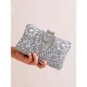 2024 Summer Rhinestone Decorated Evening Clutch Bag, Fashionable Women's Bag with Detachable Chain Shoulder Strap