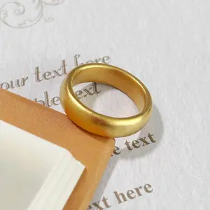 Stainless Steel 4mm Smooth Rings for Women Size 6/7/8/9# Gold Color Frosted Finger Ring Wedding Band Jewelry Girlfriend Gifts