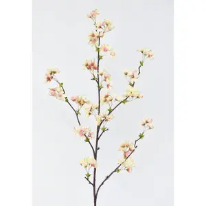 36" Faux Quince Blossom Apricot Cream Stem Flowering Branch