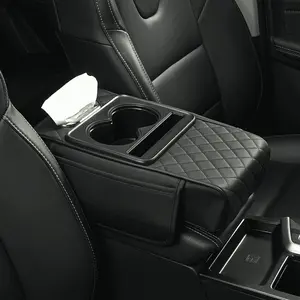 Armrest box storage pocket car interior accessories, Universal car interior accessories for stowing tidying, Car center console armrest pad, Cup holder & phone storage for vehicles long distance driving traval, Multifunctional 4 in 1 car storage bag