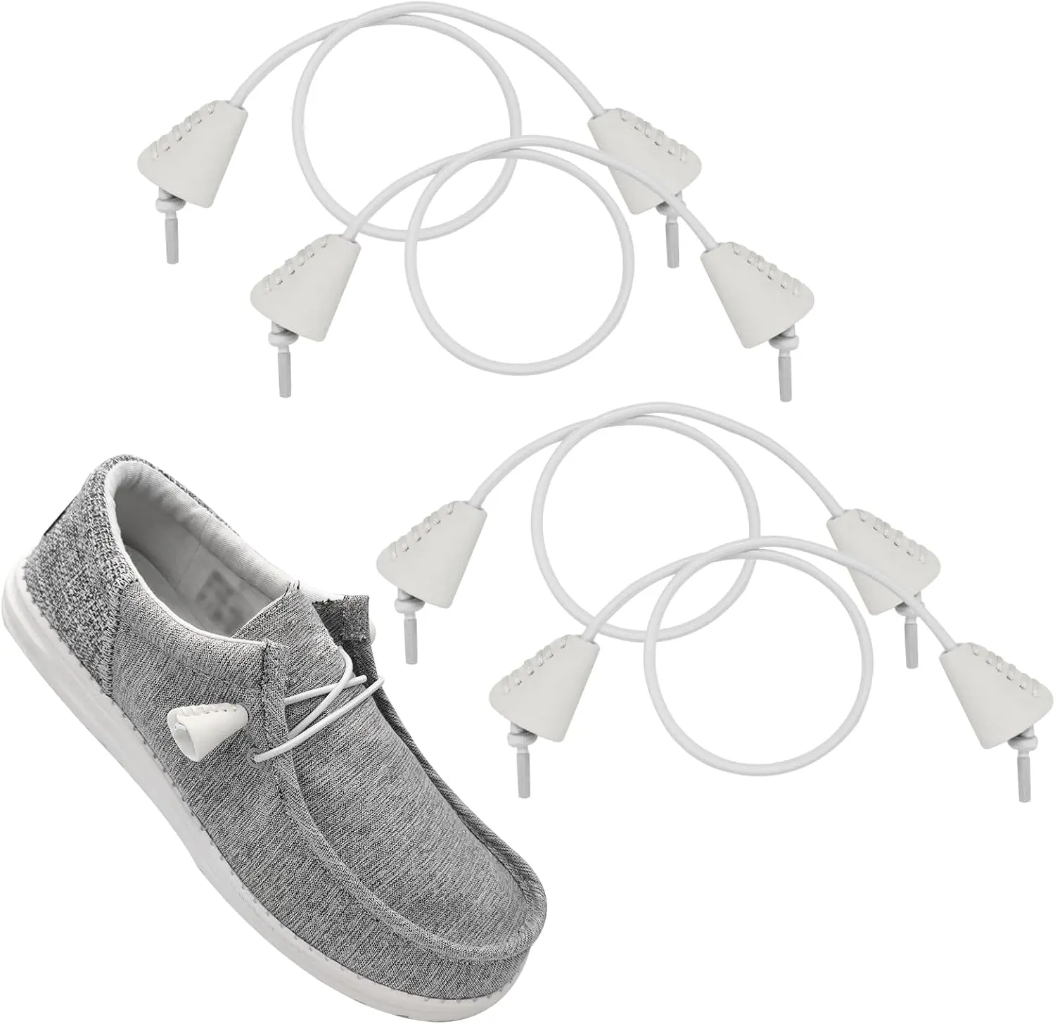 Rubber No-Tie Elastic Sports Shoelaces, 2 Pairs of Stretchable Shoelace Accessories for Footwear, Stretchable Shoelaces Shoelaces