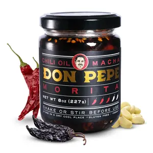 Salsa Macha/Chili Oil with Dried Morita Chiles, Garlic & More, Gluten-Free Vegan Gourmet Condiment with Authentic Mexican Flavors, 8 oz/227 g Sauce