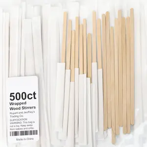 [500ct] 5.5" Wrapped Wood Coffee and Tea Stirrers