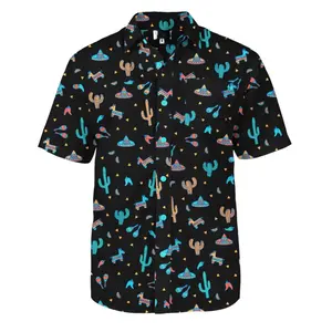 [ Hot Hawaiian 2026 ] Men’s Midnight Fiesta Hawaiian Shirt – Tropical Aloha Button Up, Summer Beach Vacation Shirt, Luau Party Outfit for Men