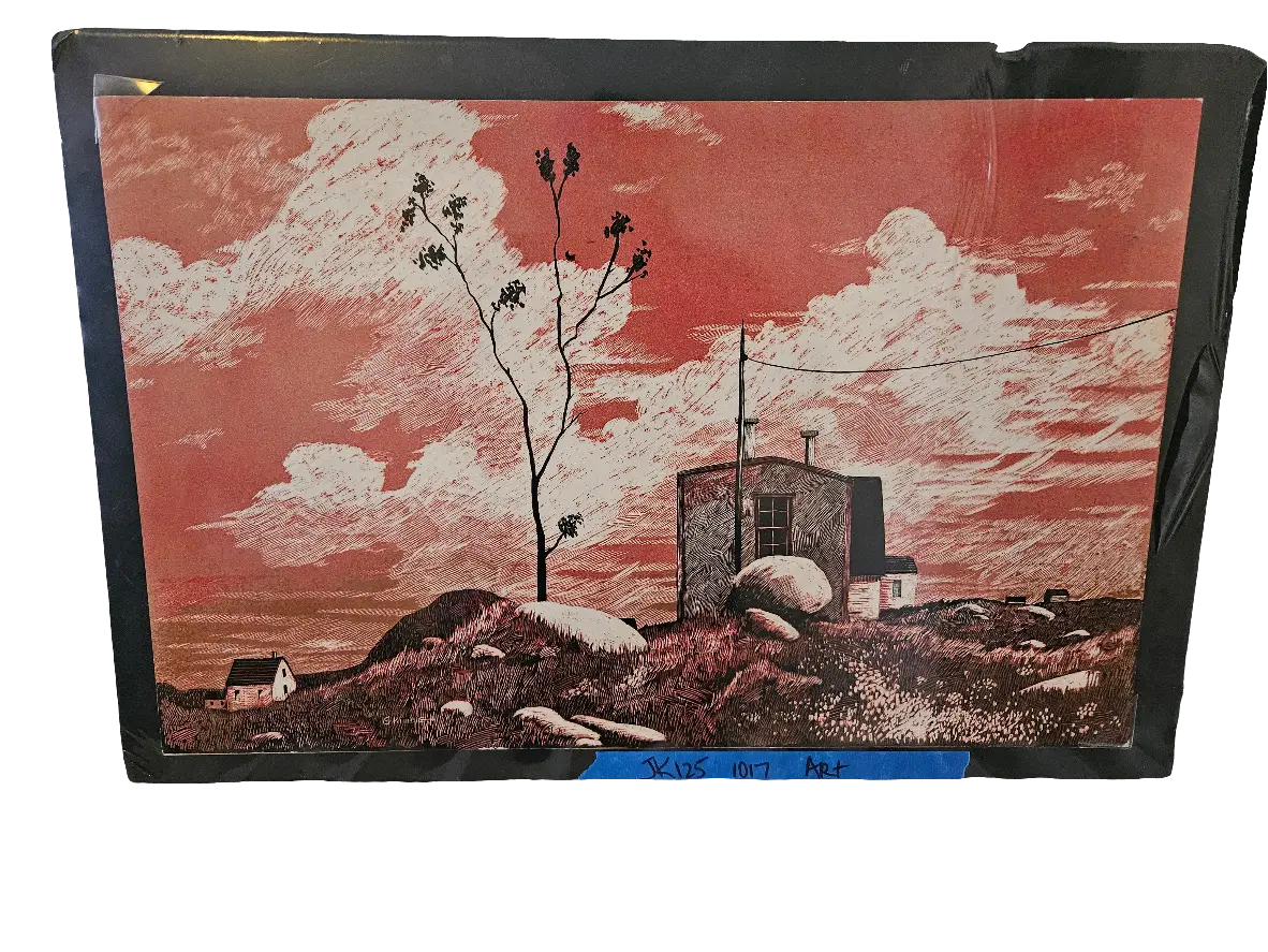 “Red Sky” Scratch Board by Gaylord Browning Kimble Dimensions: 14" x 22"