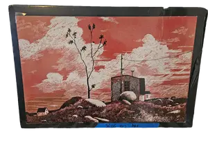 “Red Sky” Scratch Board by Gaylord Browning Kimble Dimensions: 14" x 22"