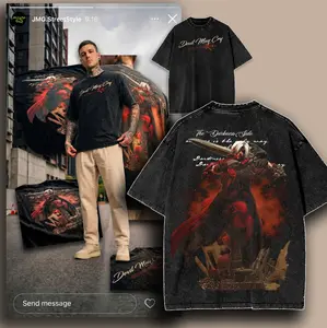 Devil May Cry Dante and trish son of sparda Anime Manga game Vintage Cotton 2 sided Washed Tshirt Sweatshirt Hoodietees Top Casual graphic t-shirts