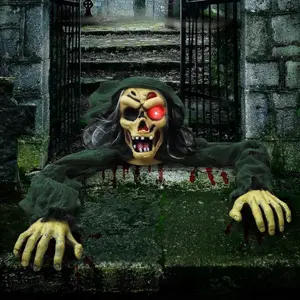 Joyfy Halloween Decorations Outdoor Groundbreaker Creepy Life Size Light up Climbing Zombie Groundbreaker with Sound,Motion Activated Halloween Decorations Haunted House Decorations