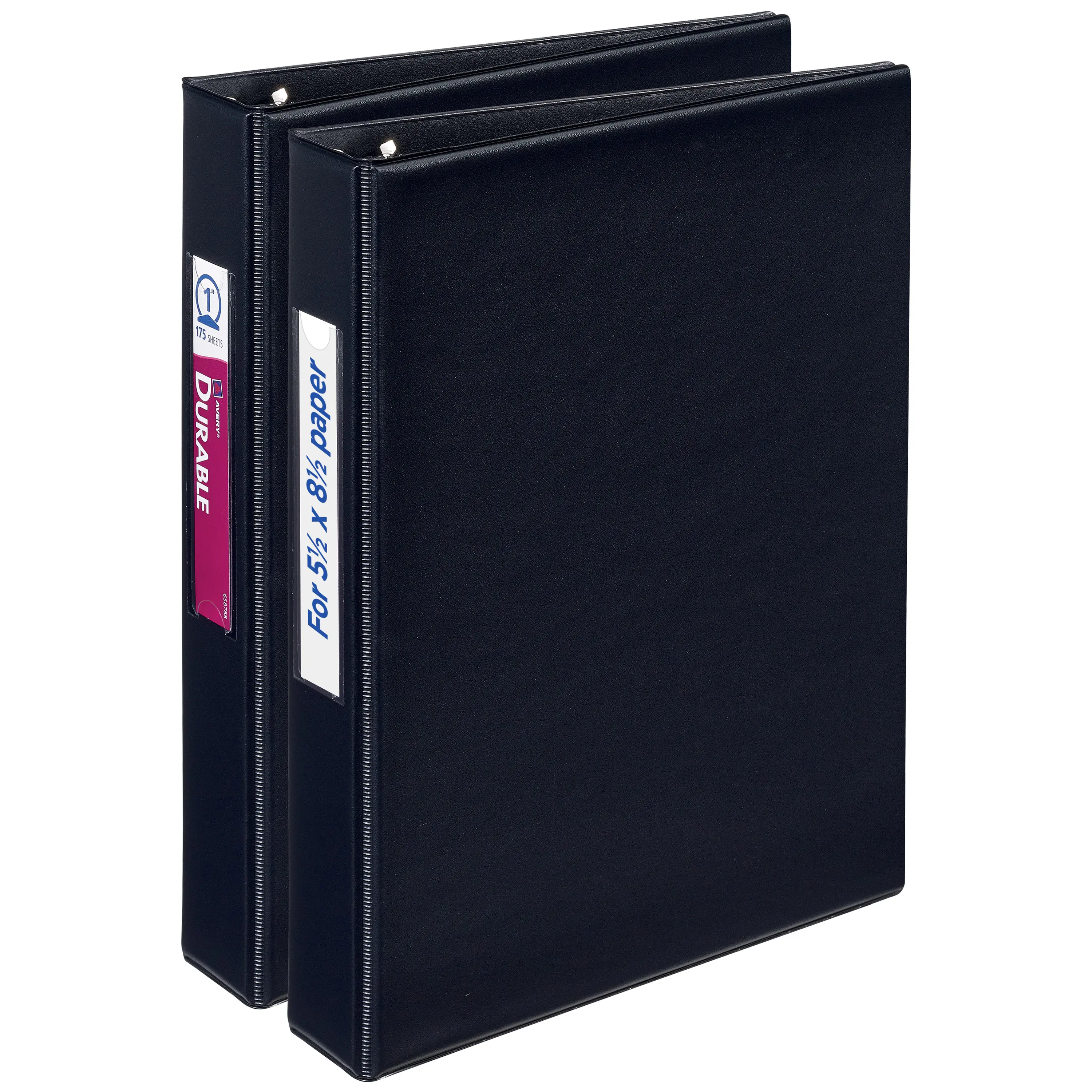 Avery® Mini 3 Ring Binder, Holds 5.5" x 8.5" Paper, 1" Round Rings, 175-Sheet Capacity, 1.4 Inch Wide Spine, Label Holder, 1 Black Binder, Great for Home, Office, School Supplies, and More (01443)