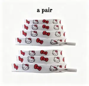 Hello Kitty Aesthetic Replacement Shoelaces, 160cm Sanrio Cartoon Print Laces for Sneakers, Footwear Accessory