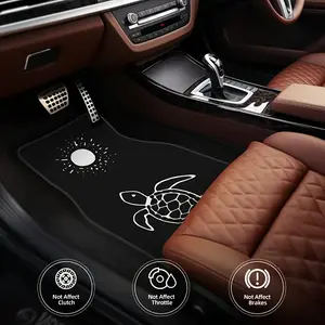 4pcs Whimsical Sea Turtle & Sunset Car Mats - Non-Slip, Comfortable Polyester Floor Mats for Cars & SUVs, Ideal Gift for Men and Women, Car Floor Mat | Whimsical Design | Durable Floor Mat, Car Mat, Car Interior Accessory, Car Accessories