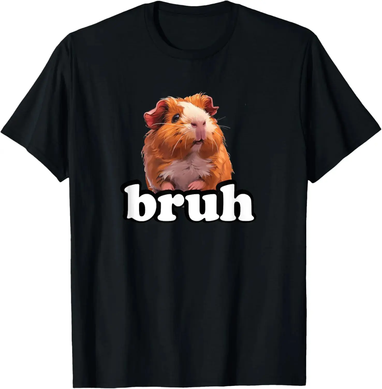 Men's Casual Short-Sleeve Guinea Print T-Shirt - Menswear, Skin-Friendly Round Neck Top for Guinea Pig Lovers, Available in 2XL, 3XL, Streetwear Style