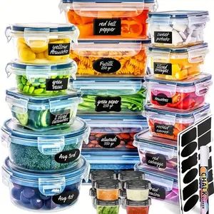 GHQ 48/24/12 sets of outdoor meal boxes, easy-to-fix lids - sealed plastic containers, food storage boxes, suitable for pantries, travel, outdoor picnics, and kitchen organization, including labels and markings. 24/12/6 lids + 24/12/6 containers
