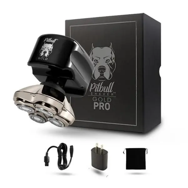 Pitbull Gold Pro Men's Shaver Kit with USB Charging Cordless Durable 4-Blade Shaver for Fast Smooth Dry or Wet Shave IPX5 Water Resistant