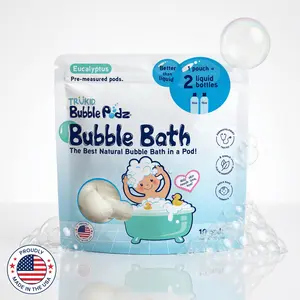 TRUKID Bubble Podz Eucalyptus Ease Scented Bubble Bath for Kids - Gentle Plant-Based Formula with Coconut & Organic Ingredients - 10 Pods per Pack