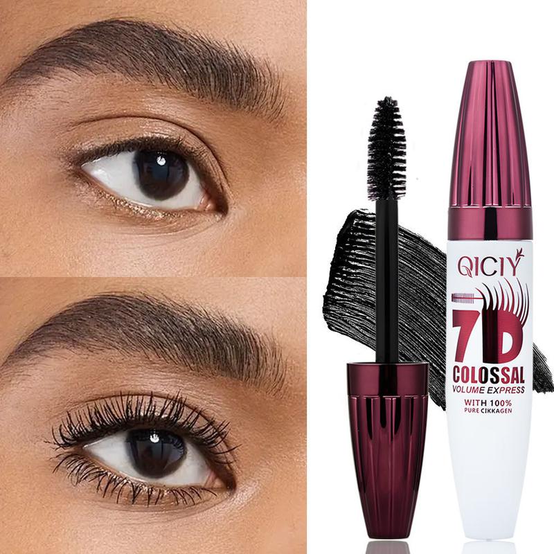 QICIY 7D Colossal Volume Express Flawless Mascara Waterproof Volumizing & Curling Smudge Proof Vegan Cruelty Free Easy Application for Beginners Long Lasting Natural Non Smudged Tubing Mascara for All Ages Skin Types Makeup