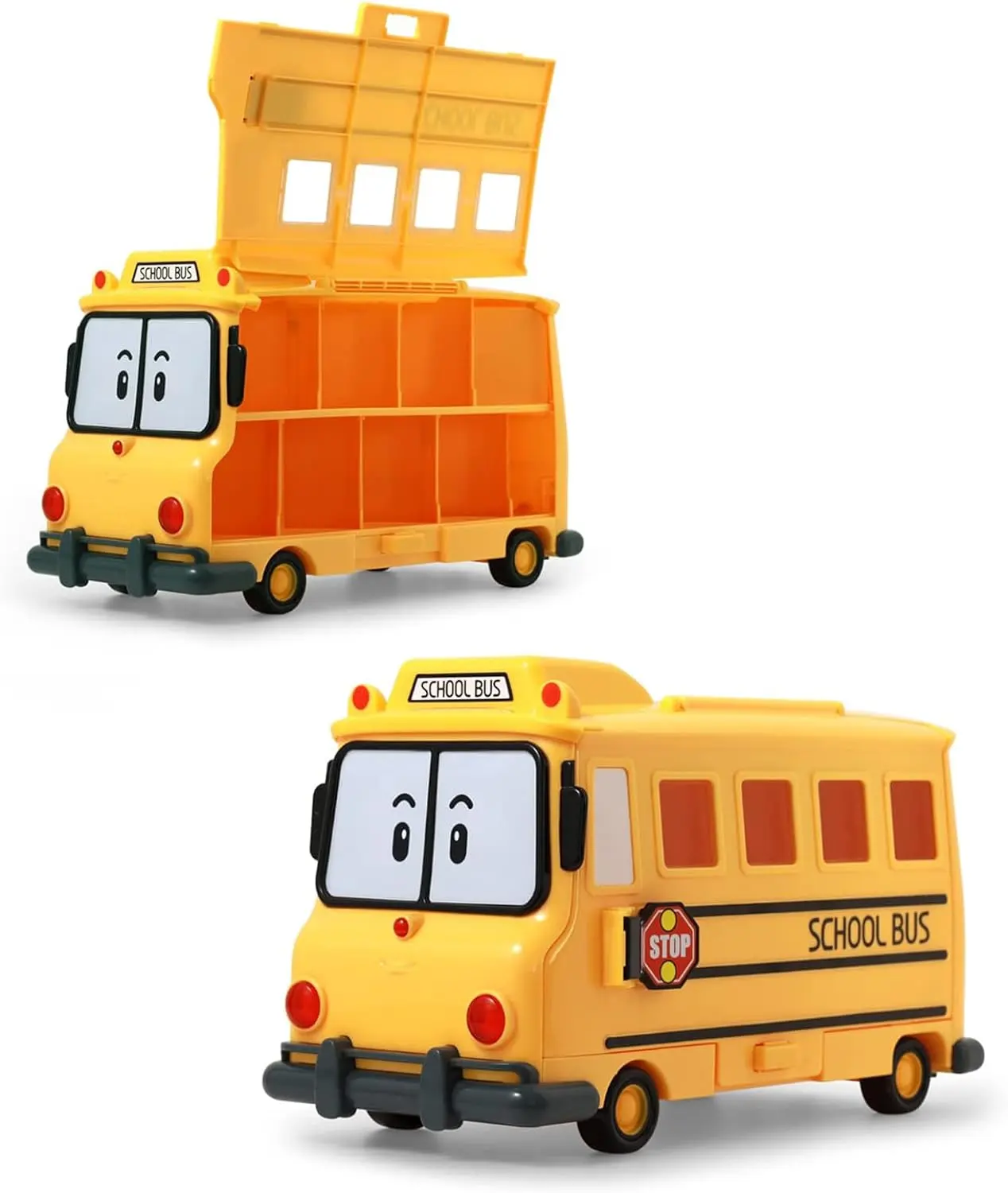 Robocar Poli Toys Vehicle, 2-in-1 School Bus Toy Car Transporter Carrier (Die-cast Vehicle Storage & Transport Toys), Kids for Ages 3 and up - [Diecast not Included, Only Carrier]