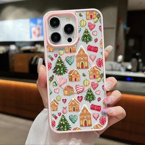 Magnetic Christmas Ginger & Green Pattern Soft TPU Casing - MagSafe-Compatible Wireless Protection, Silicone Bumper Cover for iPhone Series (X,XS,11,12,13,14,15,16,17,18 Pro,Pro Max,Plus,Air)