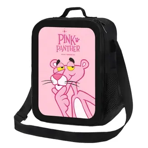 Cartoon Pink Panther anime lunch bag light and large capacity hand-held lunch bag Large Wide-open Travel Toiletry Bag kids luch bags adorable  bags