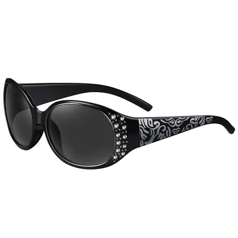 HAOLOTA Women's Polarized Rhinestone Wrap-around Sunglasses - UV400 Protection, Full Rim Oval Frames, Casual Outdoor Eyewear, Stylish Shades, Anti UV Glasses, Amber Tortoise Frame Brown Lens, Ideal for Driving
