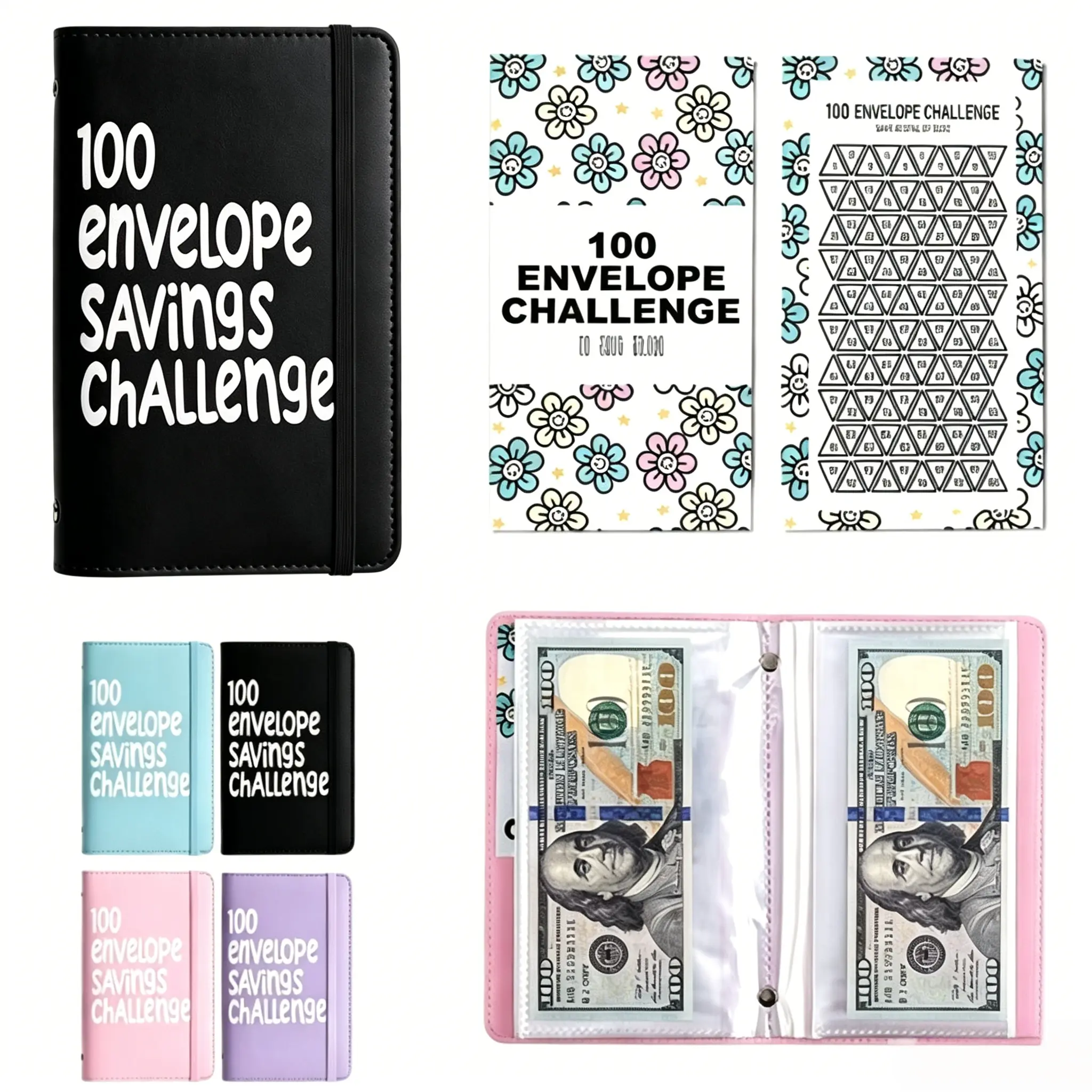 100-Day Savings Challenge Coin Envelope Budget Storage Book, Binding Covers with Daily Savings Tracker, Habit-Forming System, $5050 Cash Savings Goal, Money Management Planner, Personal Finance Organizer, Consistent Savings Habit Builder, Gift for Adults