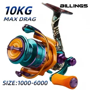 BILLINGS HA1000-6000 Spinning Reel 5.2:1 Gear Ratio 6-10KG Max Drag for Saltwater Freshwater Bass Fishing