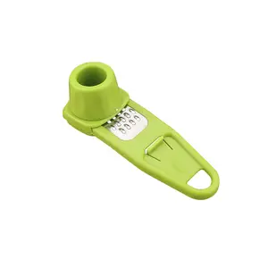5-inch Kitchen Garlic & Spice Press Grater, Eco-Friendly Plastic and Stainless Steel Mincer, Green