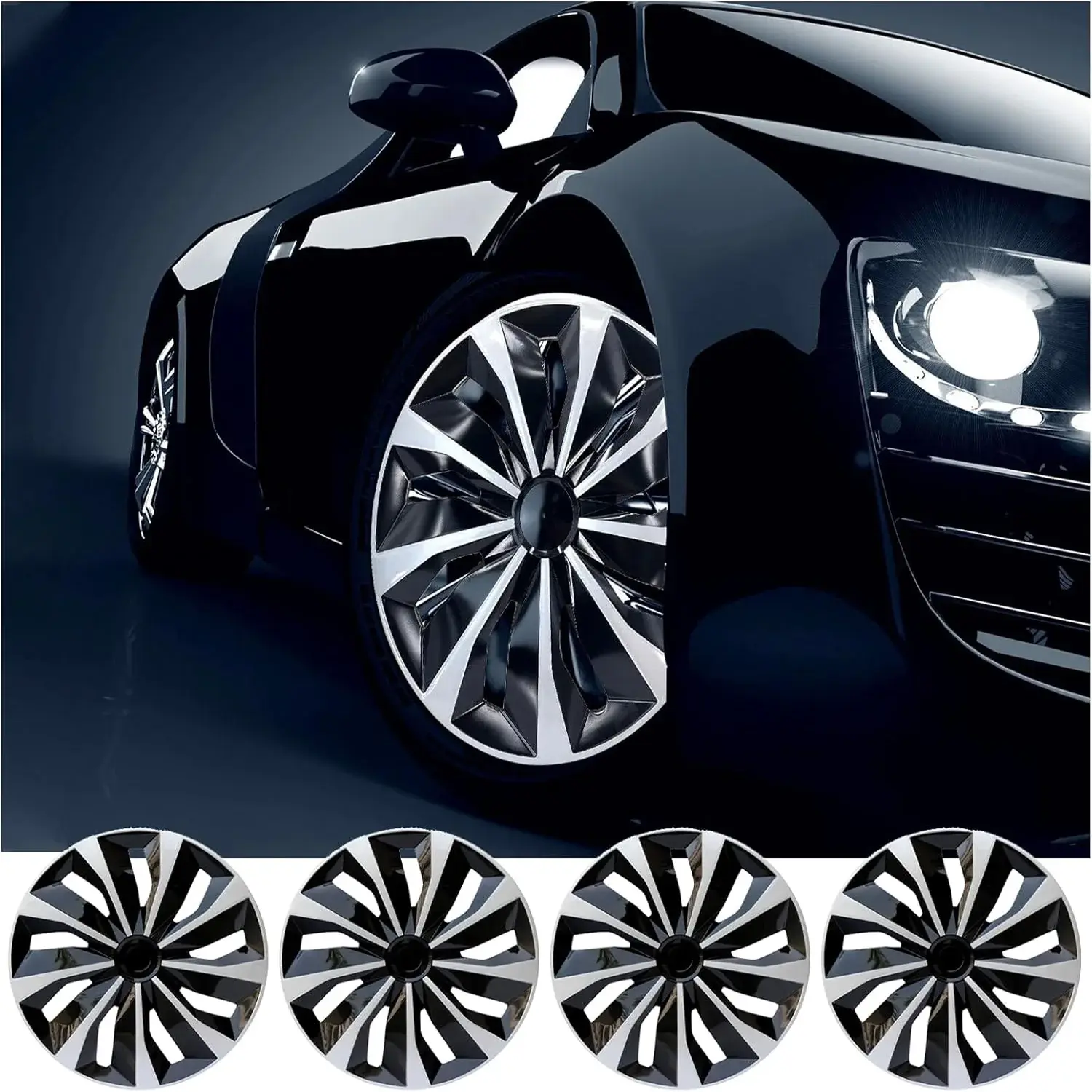4pcs 16-Inch Iron Wheel Hubcaps, Sleek ABS Plastic Snap-On Covers, Universal Fit Durable Replacement Kit for Easy Installation & Ding Protection, Easy To Install, Car Accessories, Accessories For Car, Wheel Covers, Scratch Guard