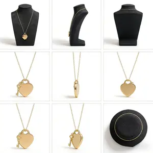 Life's Gold Plated Love Key Necklace for Young Girls Sweet Cool Accessory 45cm Length Romantic Commuting Dating Gift