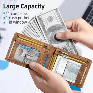 VTLASK 2025 Slim Wallet for Men with 11 cardSlots Rfid Blocking Carbon Fiberwallets Bifold Credit Card Holder Minimalist Leather With Gift Box ducttape wallets black trend recto verso