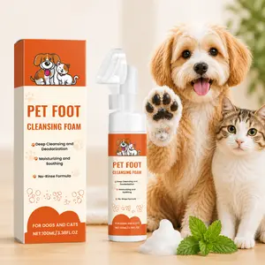 Waterless Pet Foot Cleansing Foam with Silicone Brush - Rinse-Free Dog & Cat Paw Cleaner for Muddy Paws, Gentle Formula Instant Wash