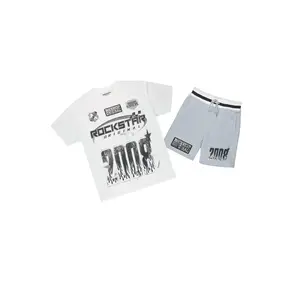 Amos White/Grey Graphic T-Shirt Short Set