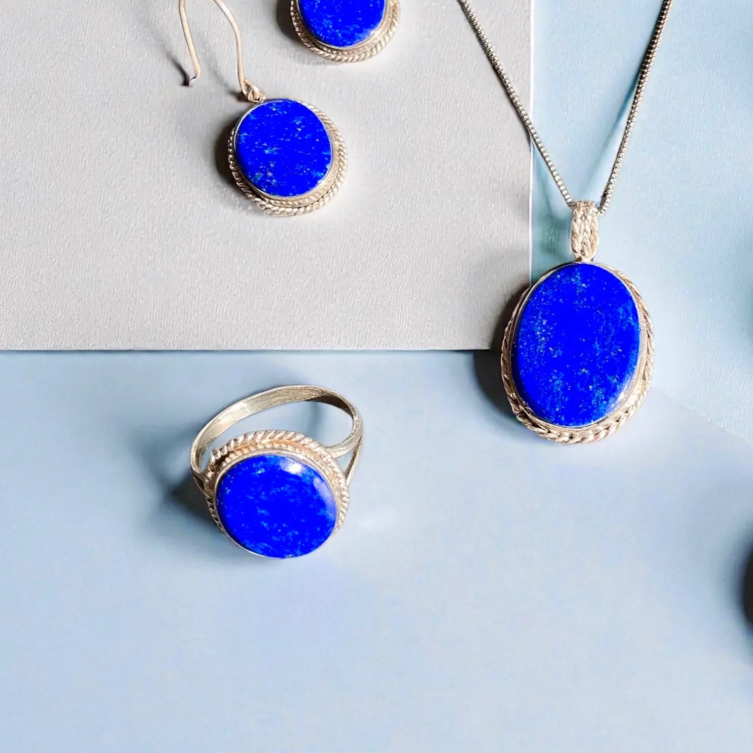 Lapis lazuli set with sterling silver
