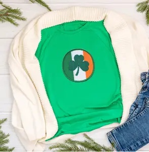 Embroidered Irish Symbol Shamrock Badge Sweatshirt, Sew on, Iron on, St. Patrick's Day Sweater, Embroidered Patch, Vibrant Green Shamrock, Backpack Accessory, Denim Jacket, Lucky Shirt