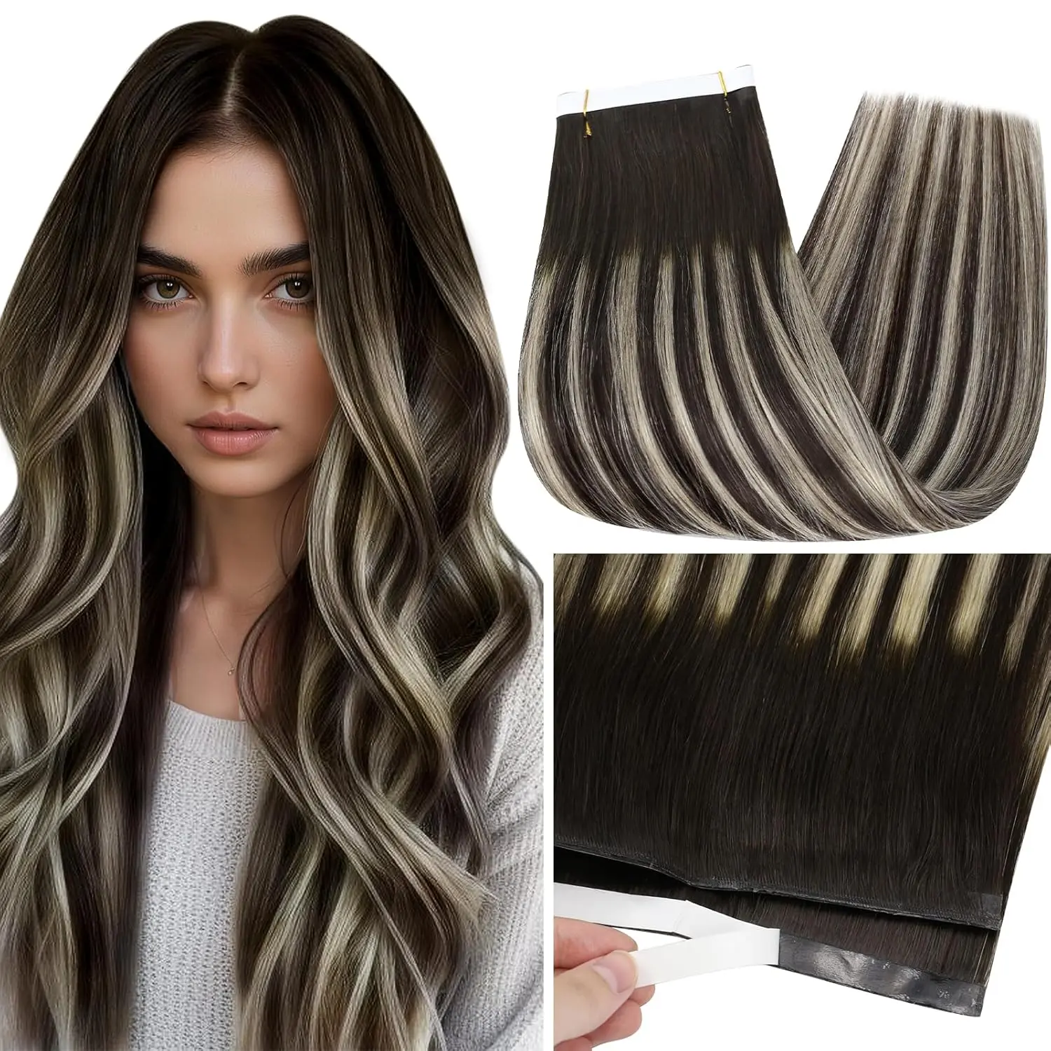 #2 Dark Brown to 60 Ash Blonde and 2 Dark Brown