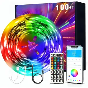 LED Strip Lights 100ft, Smart Lighting with App Remote Control, RGB LED Lights for Bedroom, Music Sync Color Changing for Room Home Decor Party (1 Roll)