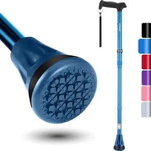REHAND Walking Cane - Foldable, Adjustable, Collapsible Walking Canes   & Women, Heavy Duty All Terrain Tip, with Travel Bag | Walking Sticks  Seniors & Adults Black Gel trekking  poles Portable Multi-Purpose Portable Multi-Purpose