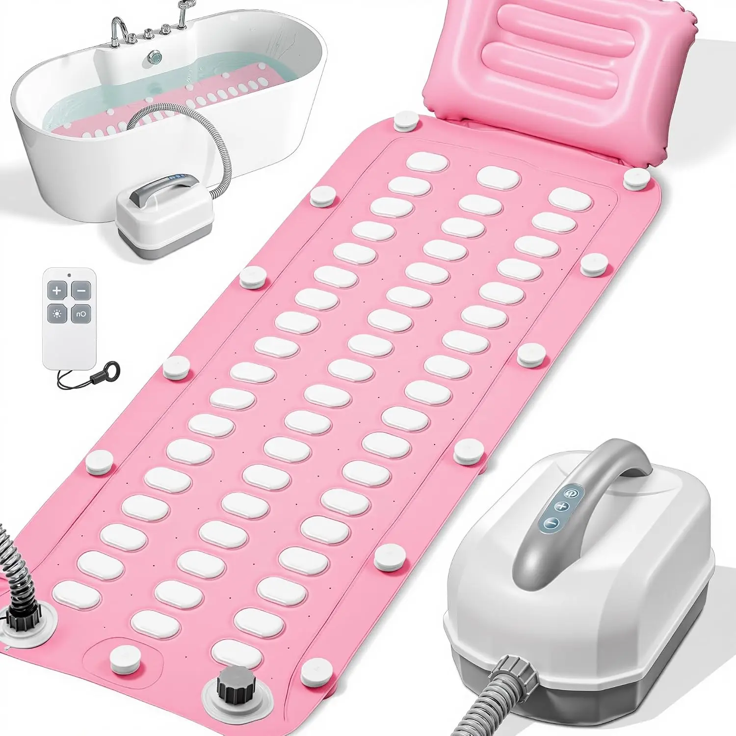 Upgraded Bubble Bath Mat Tub Spa Massager, 6-Speed Bubbles