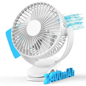 usb Personal Clip  Fan 2400mAh  Operated 6in, Type C, 3 Speed, 720 adjustment, Small Portable Fan for Table, Bedroom, Desk, dormitory, Camping, , Golf Cart