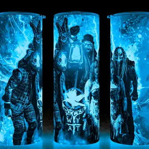 Glow in the Dark Wyatt Sick6 Bray Wyatt Wrestling Squad Let Us In Cup Mug Tumbler 20oz Stainless Steel Tumbler with Slide Closure Lid, Reusable Plastic Straw, Handmade Design - Drinkware