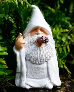 Funny Garden Gnome Statue, 5.9in for Fairy Garden, Indoor or Outdoor Lawn Garden Christmas Decorations Whimsical Design Weather Resistant